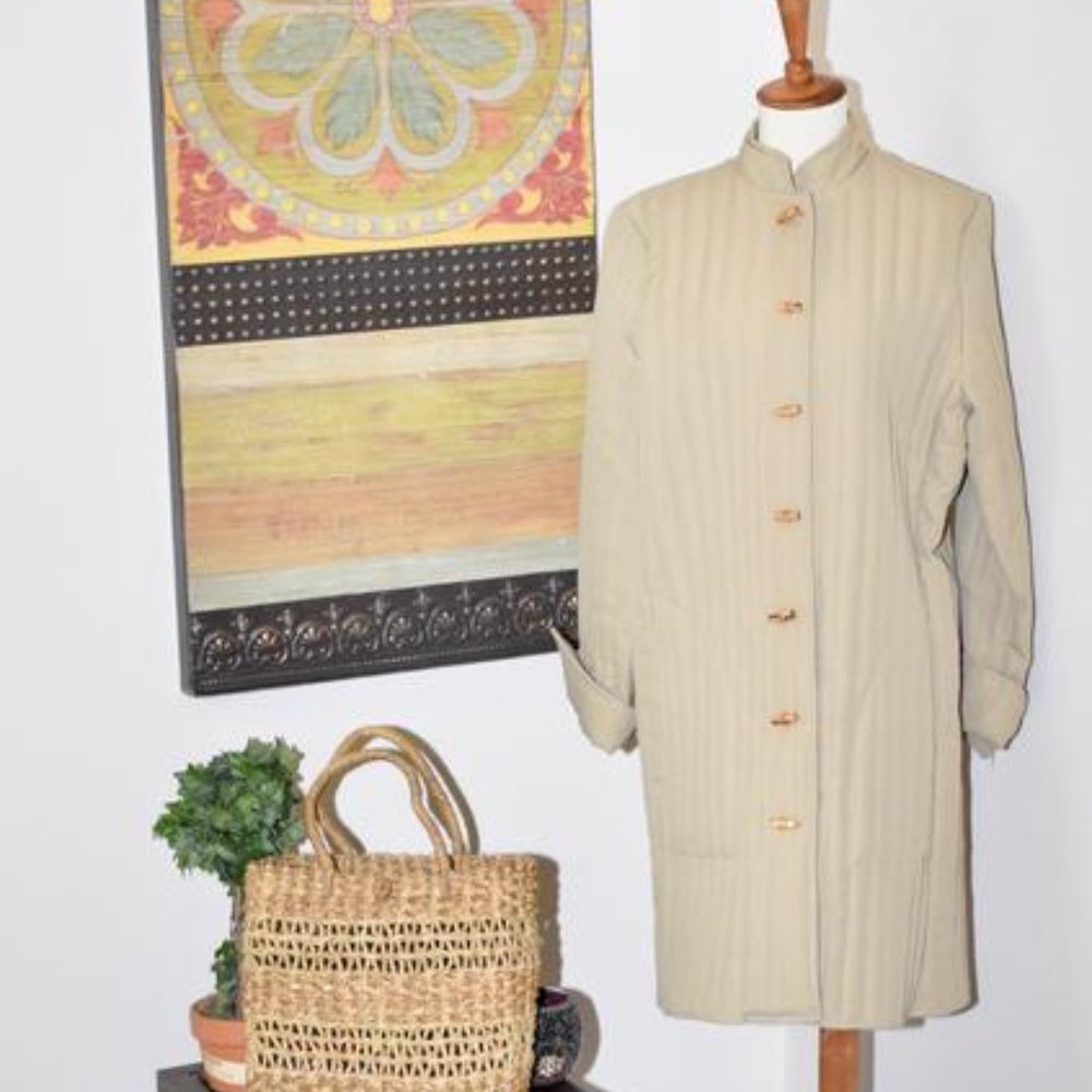 Vintage Oriental Inspired tan coat by Sun and Sand
